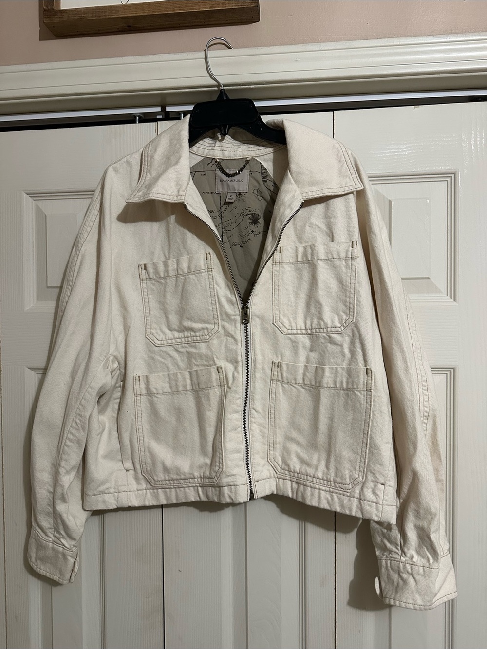 Banana Republic Women's Cream Zip-Front Utility Jacket